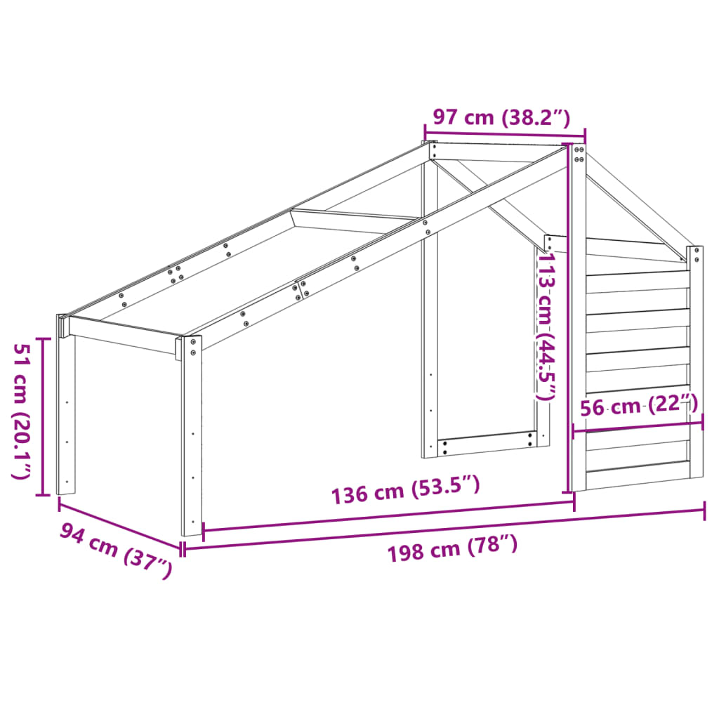 Toit de lit pour enfants 198x97x113 cm bois de pin massif - XIOS