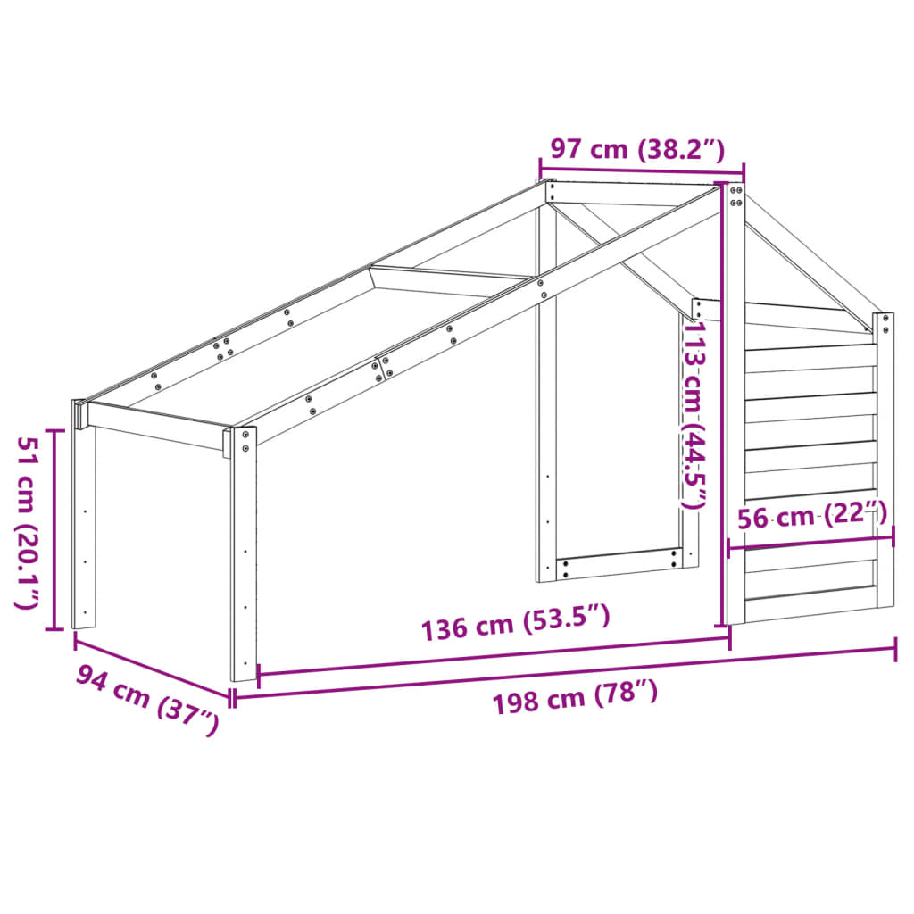 Toit de lit pour enfants blanc 198x97x113 cm bois de pin massif - XIOS