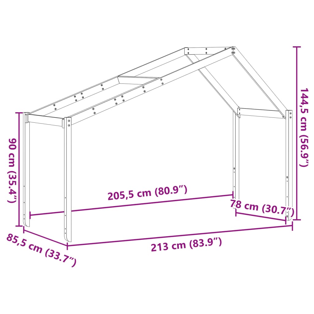 Toit de lit pour enfants 213x85,5x144,5 cm bois de pin massif - XIOS