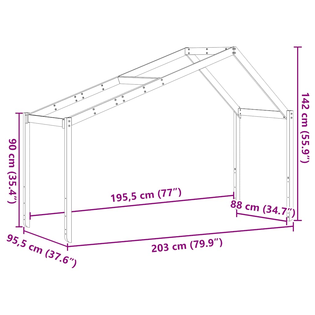 Toit de lit pour enfants 203x95,5x142 cm bois de pin massif - XIOS