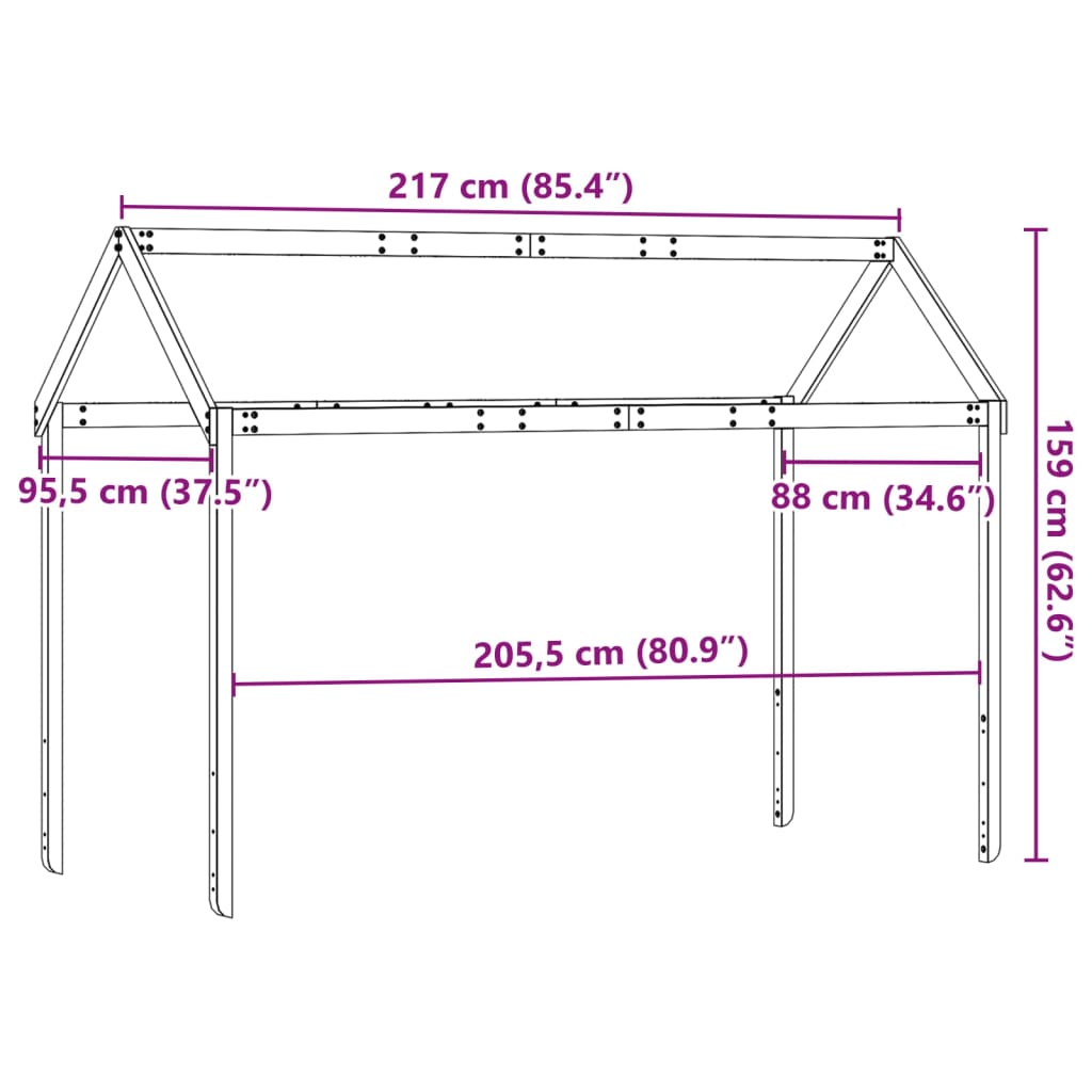 Toit de lit pour enfants 217x95,5x159 cm bois de pin massif - XIOS