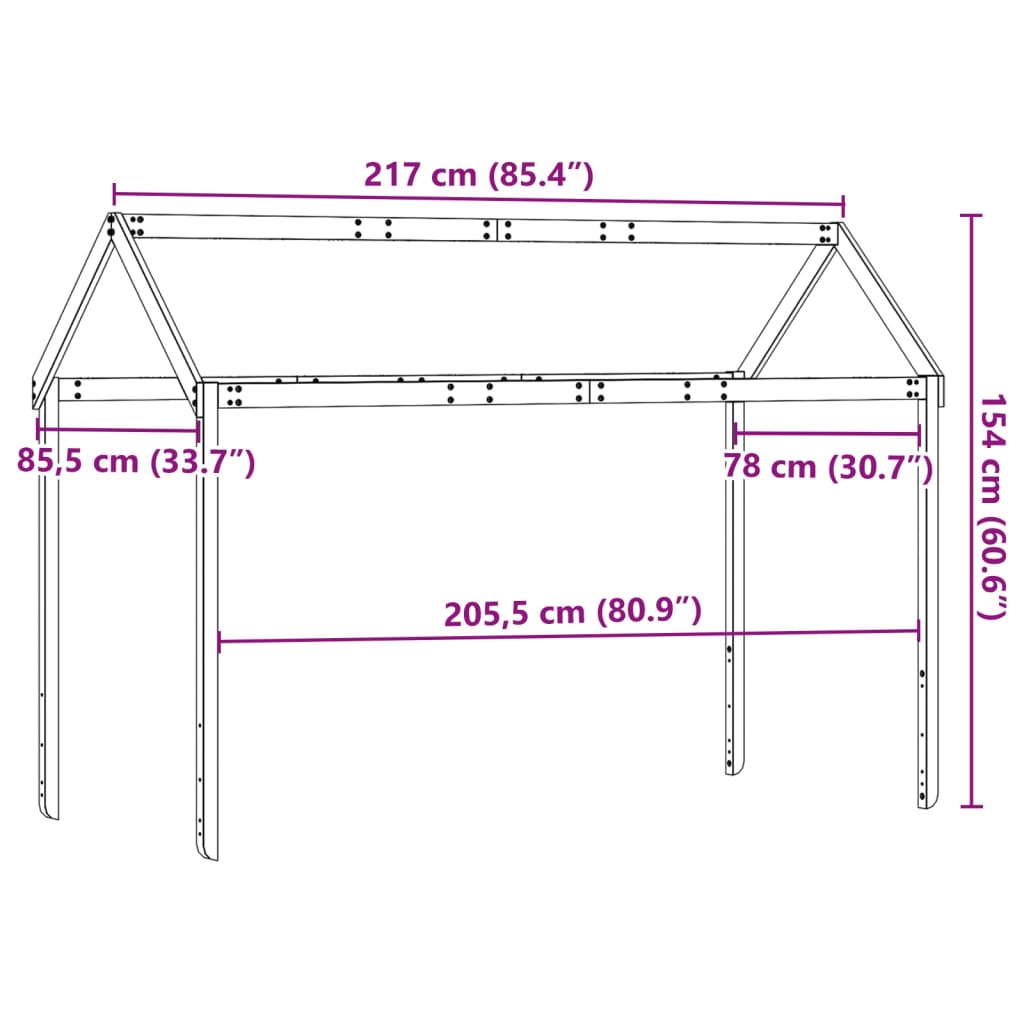 Toit de lit pour enfants 217x85,5x154 cm bois de pin massif - XIOS