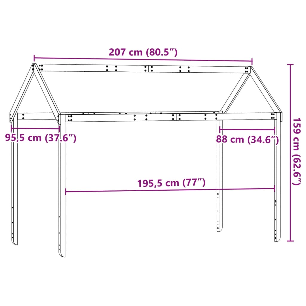 Toit de lit pour enfants 207x95,5x159 cm bois de pin massif - XIOS
