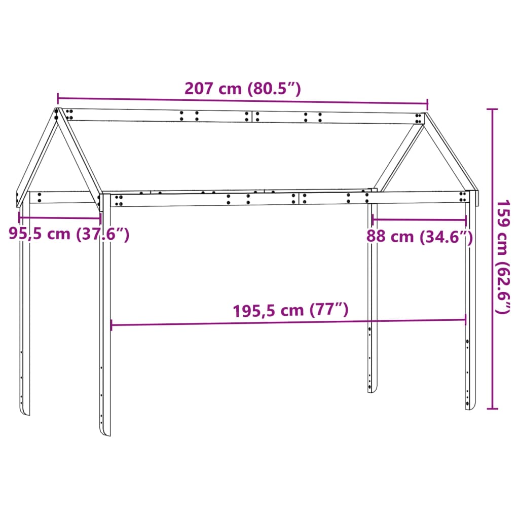 Toit de lit pour enfants 207x95,5x159 cm bois de pin massif - XIOS
