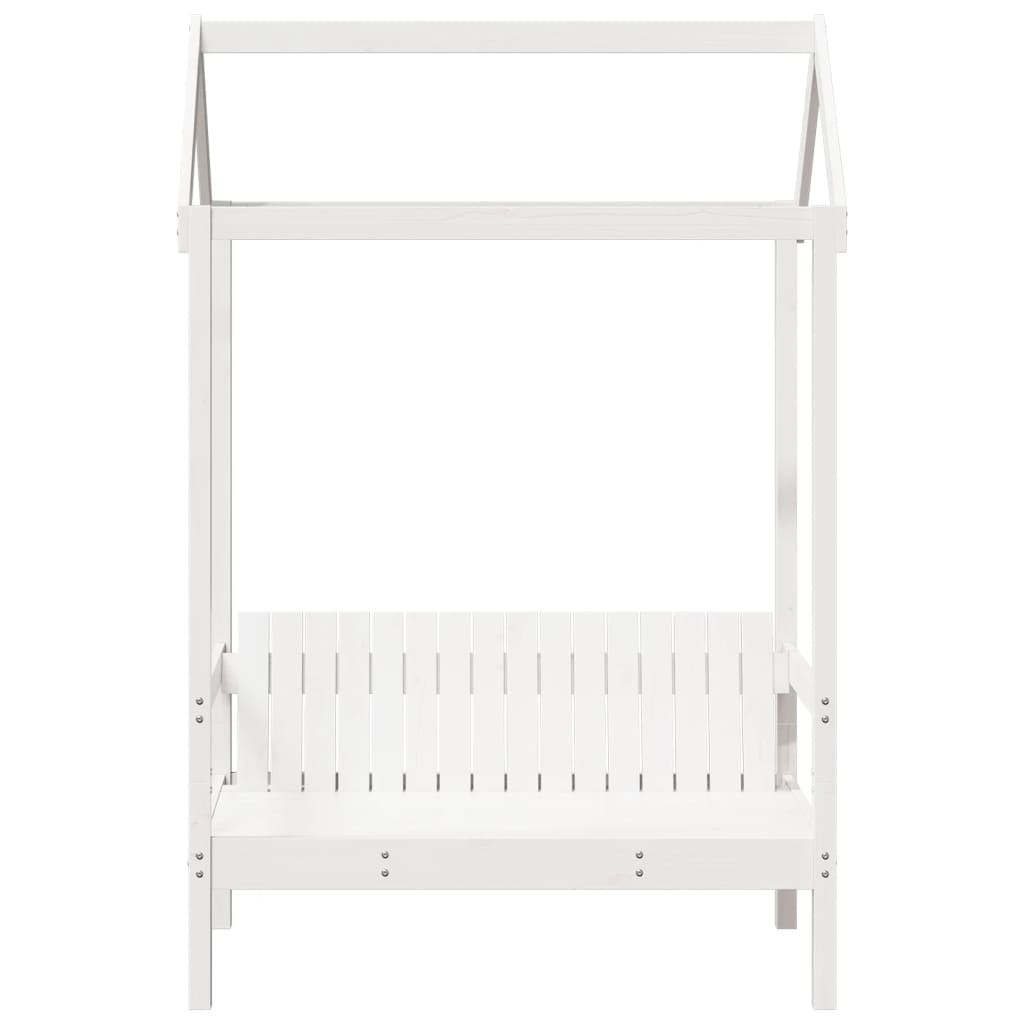 Banc avec toit blanc 117,5x70x176,5 cm bois de pin massif - XIOS