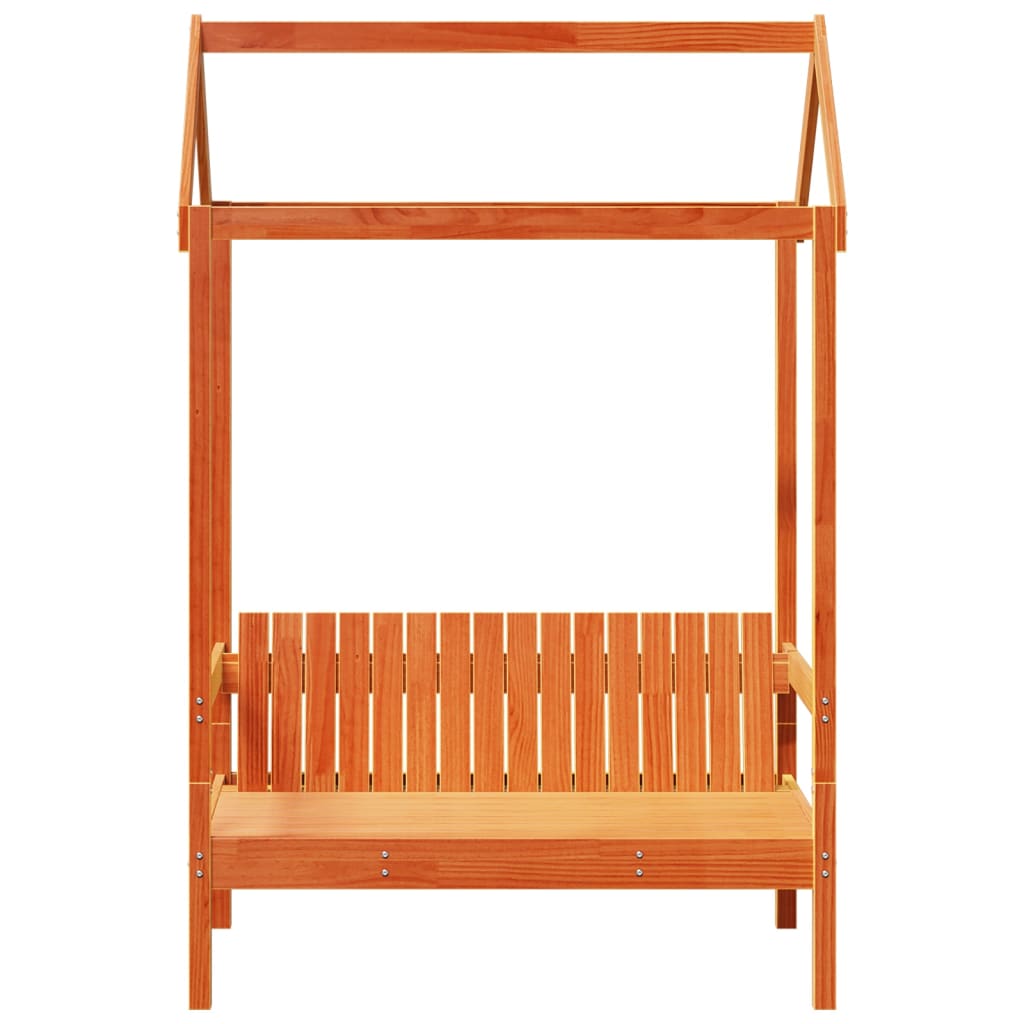 Banc avec toit cire marron 117,5x70x176,5 cm bois de pin massif - XIOS