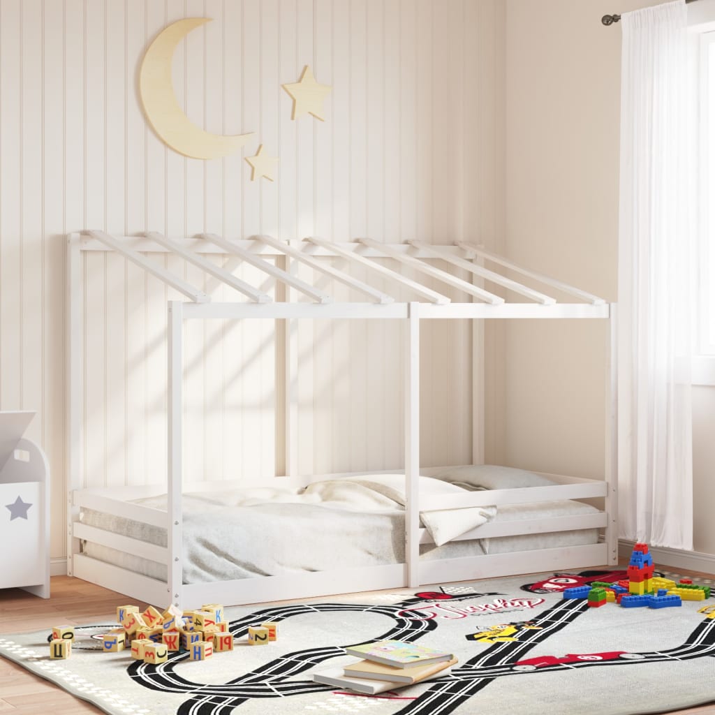 Lit pour enfants sans matelas blanc 100x200 cm bois pin massif - XIOS