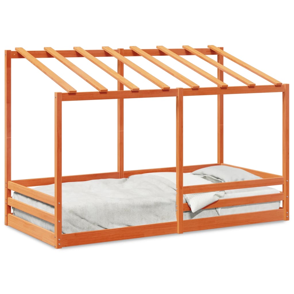 Lit pour enfants sans matelas cire marron 90x200 cm pin massif - XIOS