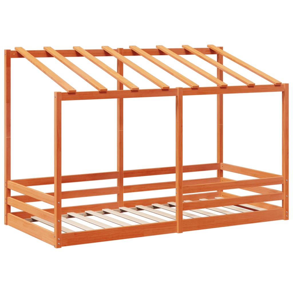 Lit pour enfants sans matelas cire marron 90x200 cm pin massif - XIOS