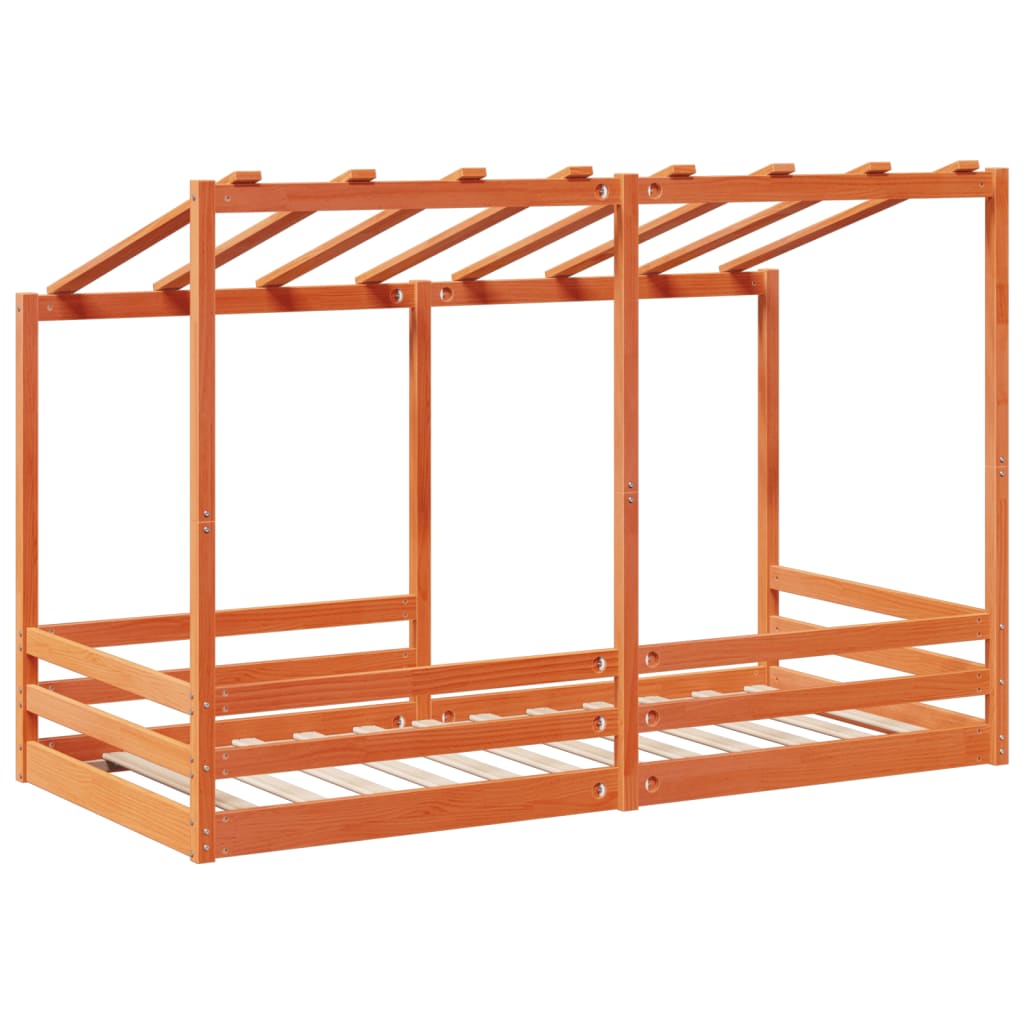 Lit pour enfants sans matelas cire marron 90x200 cm pin massif - XIOS
