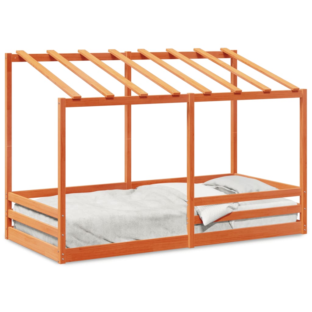 Lit pour enfants sans matelas cire marron 80x200 cm pin massif - XIOS