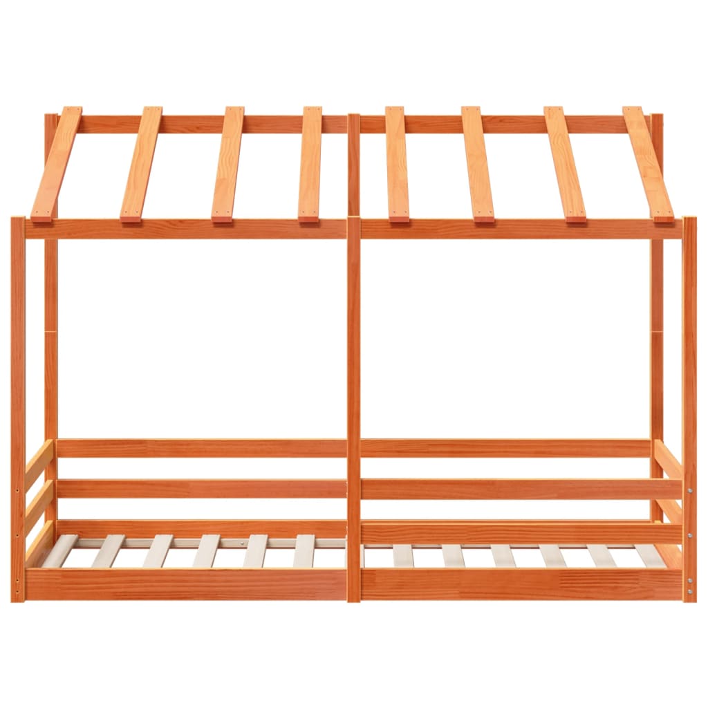 Lit pour enfants sans matelas cire marron 90x190 cm pin massif - XIOS