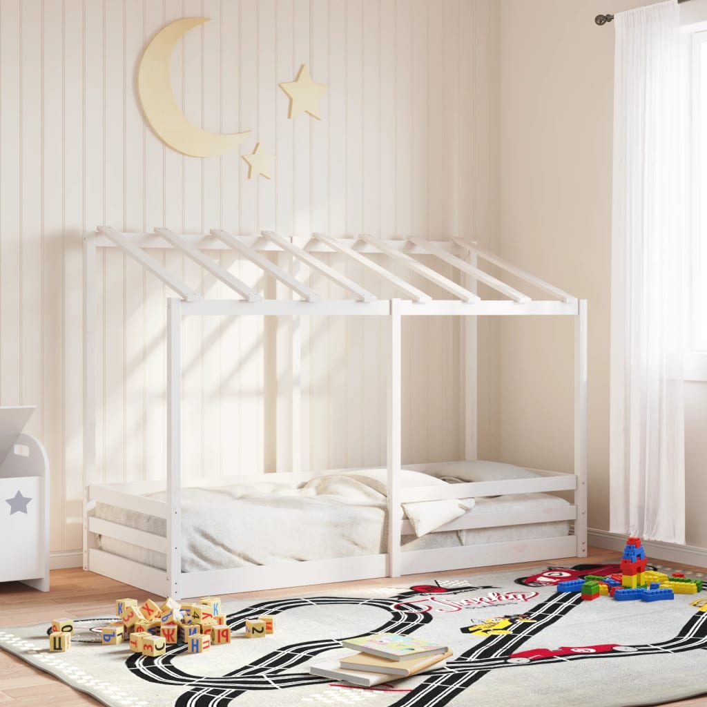 Lit pour enfants sans matelas blanc 75x190 cm bois pin massif - XIOS