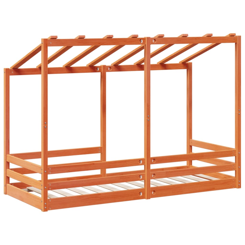Lit pour enfants sans matelas cire marron 75x190 cm pin massif - XIOS