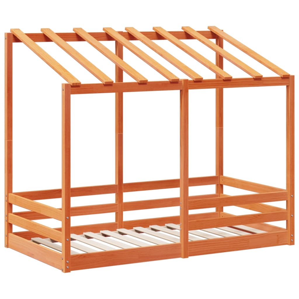 Lit pour enfants sans matelas cire marron 80x160 cm pin massif - XIOS