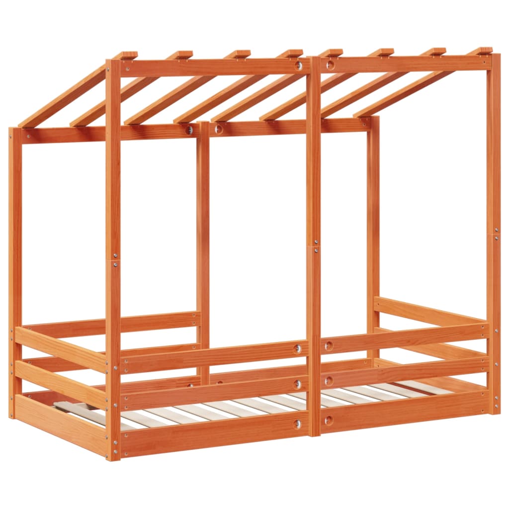 Lit pour enfants sans matelas cire marron 70x140 cm pin massif - XIOS
