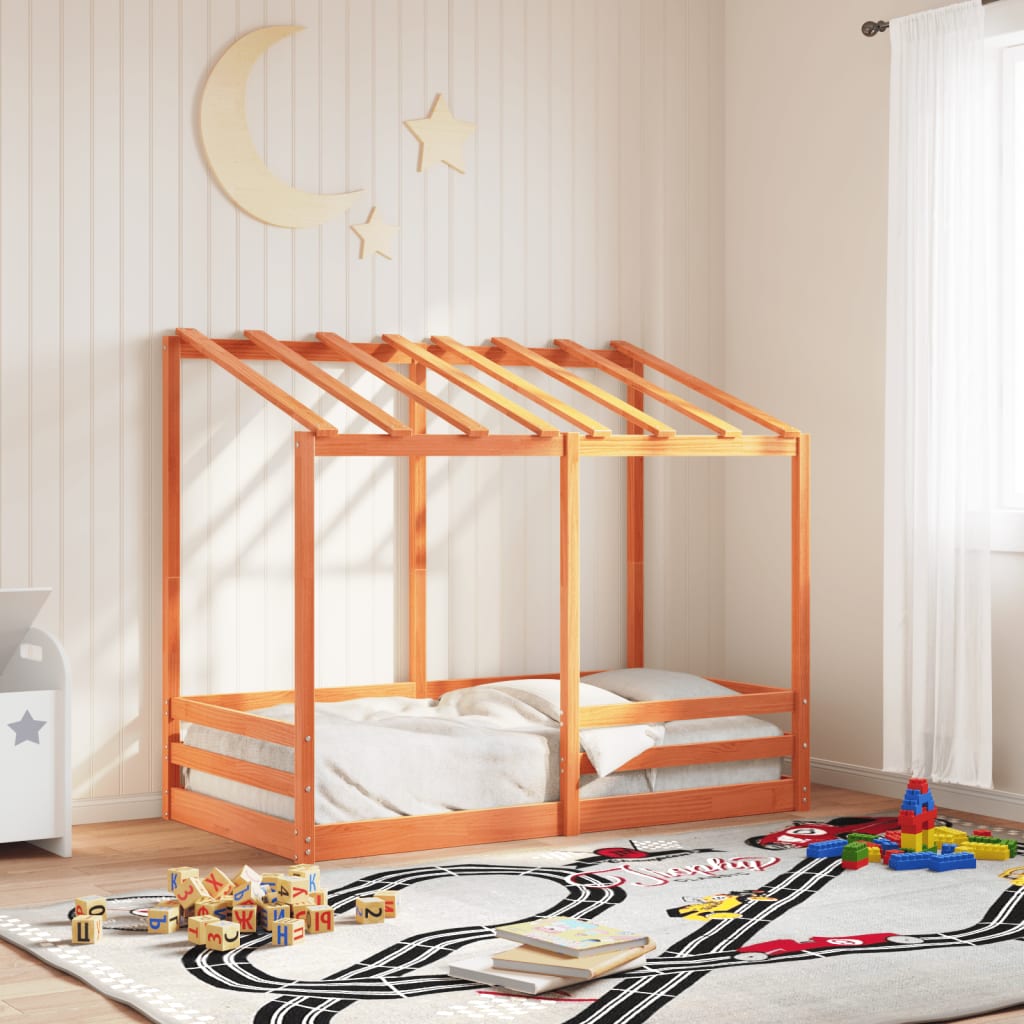 Lit pour enfants sans matelas cire marron 70x140 cm pin massif - XIOS
