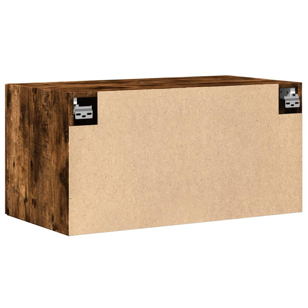 Armoire murale chêne fumé 80x42,5x40 cm bois d'ingénierie - XIOS