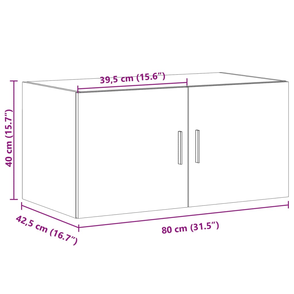 Armoire murale sonoma gris 80x42,5x40 cm bois d'ingénierie - XIOS