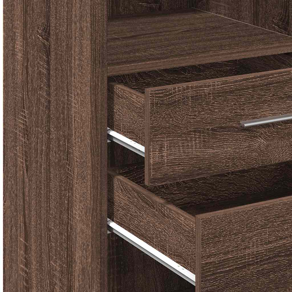 Buffet haut chêne marron 30x42,5x124 cm bois d'ingénierie - XIOS