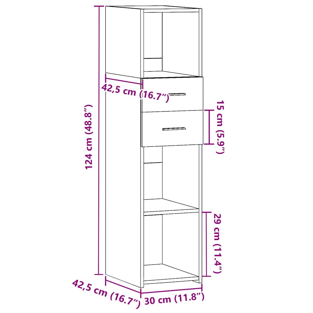 Buffet haut chêne marron 30x42,5x124 cm bois d'ingénierie - XIOS