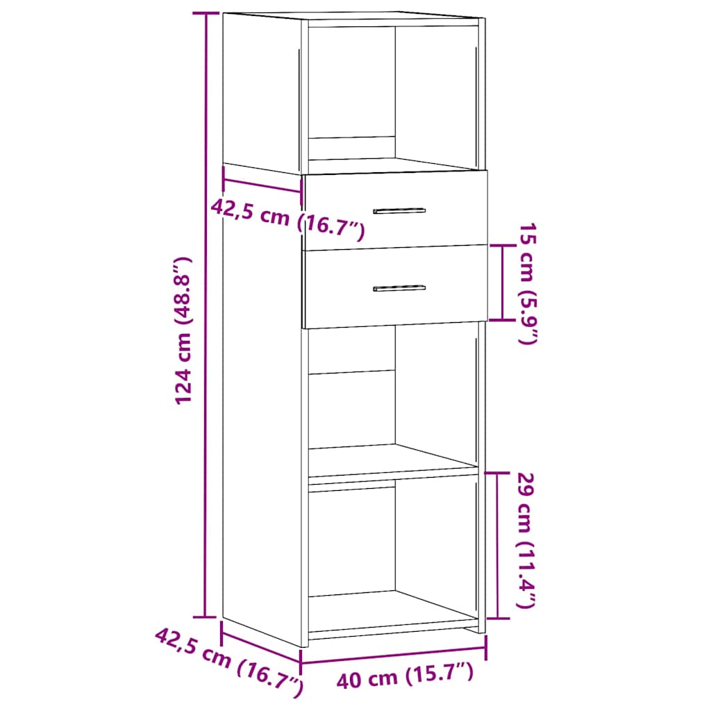 Buffet haut sonoma gris 40x42,5x124 cm bois d'ingénierie - XIOS