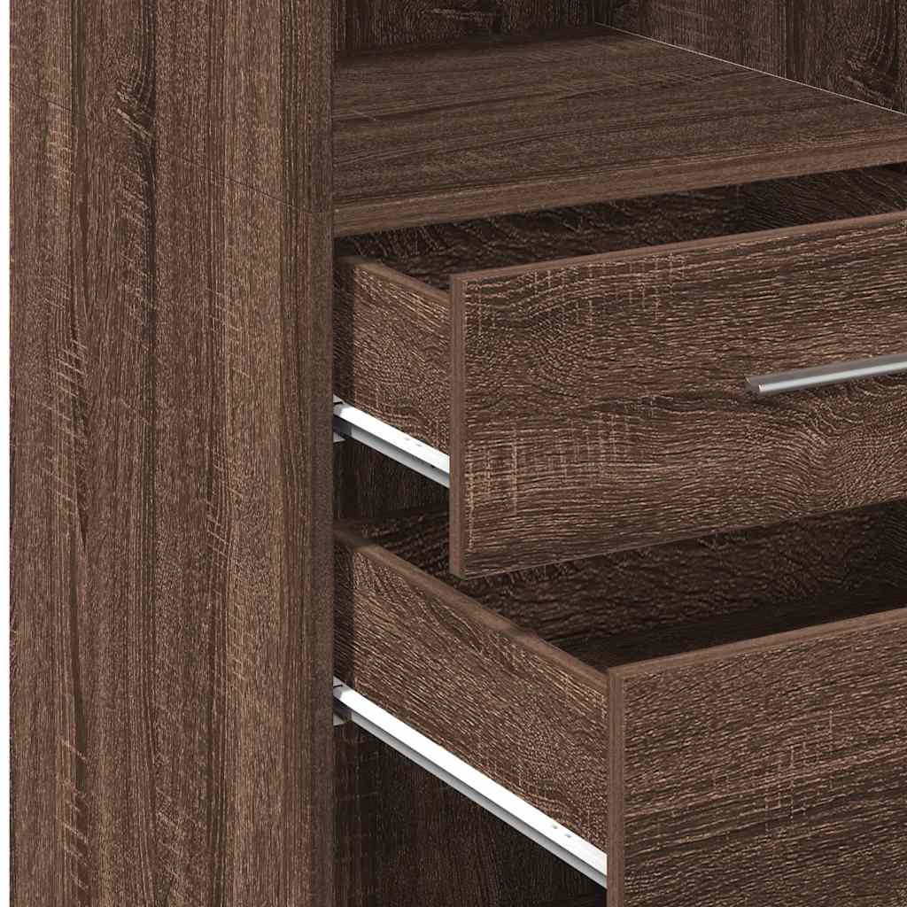 Buffet haut chêne marron 40x42,5x124 cm bois d'ingénierie - XIOS