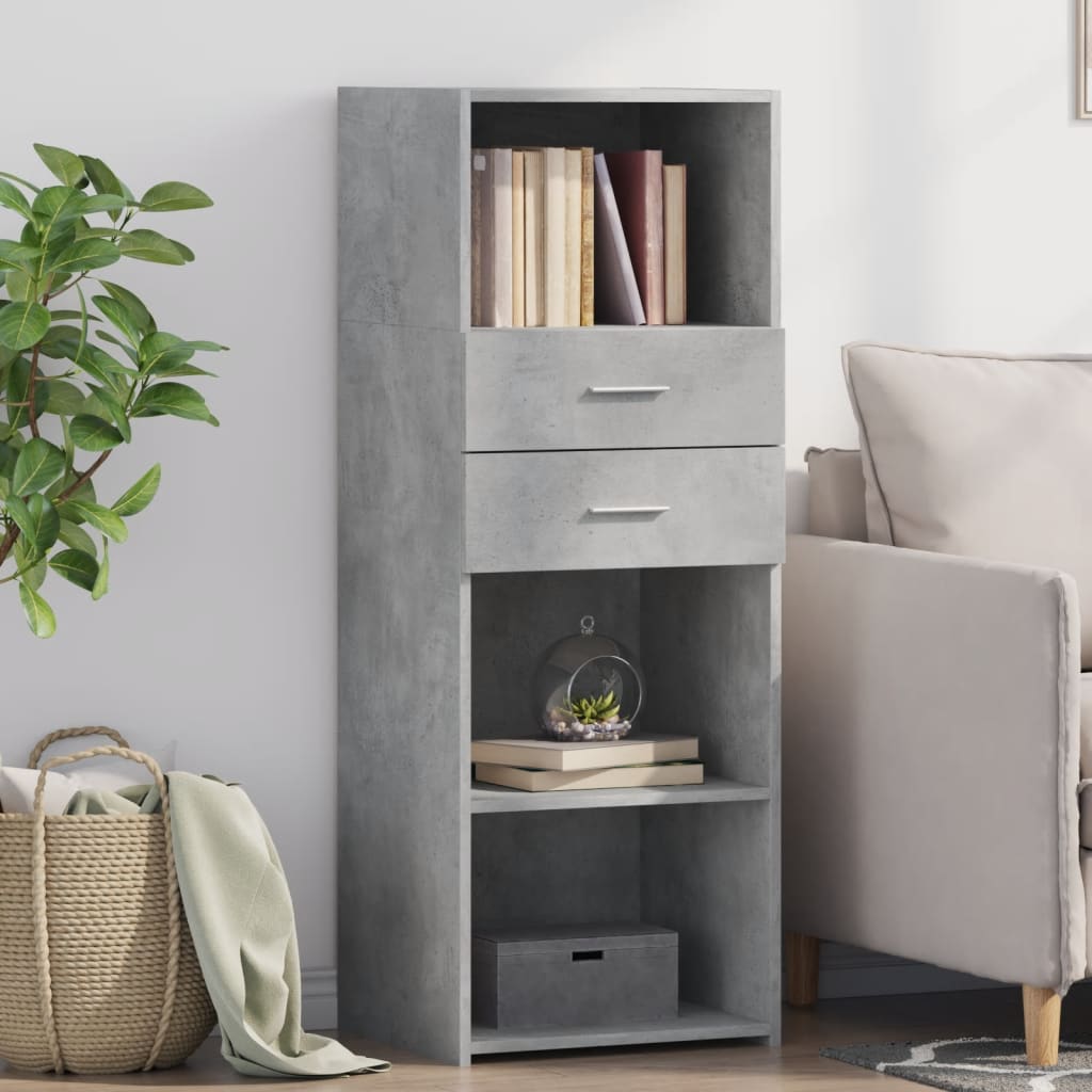 Buffet haut gris béton 45x42,5x124 cm bois d'ingénierie - XIOS