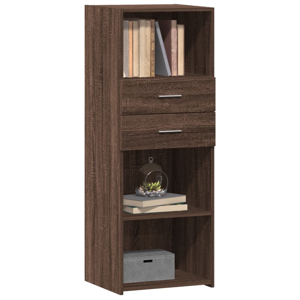 Buffet haut chêne marron 45x42,5x124 cm bois d'ingénierie - XIOS