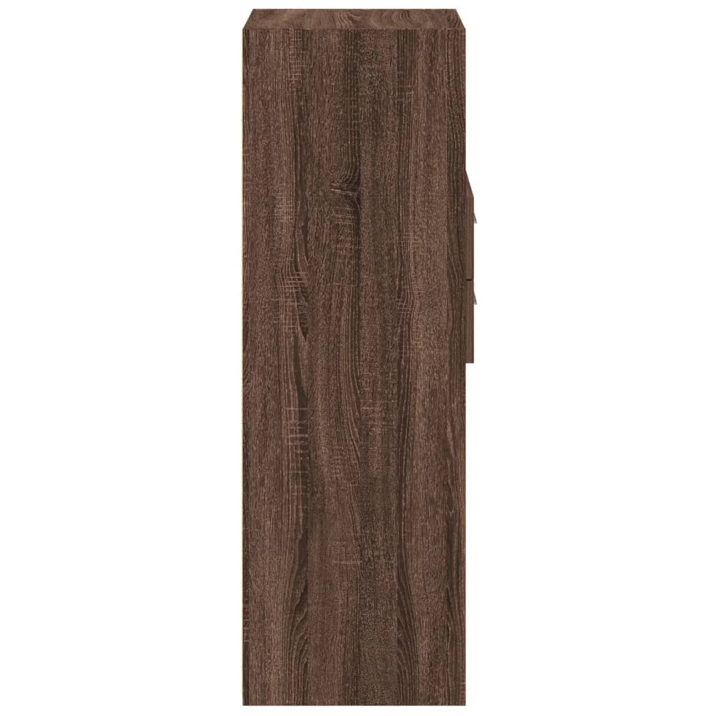 Buffet haut chêne marron 45x42,5x124 cm bois d'ingénierie - XIOS