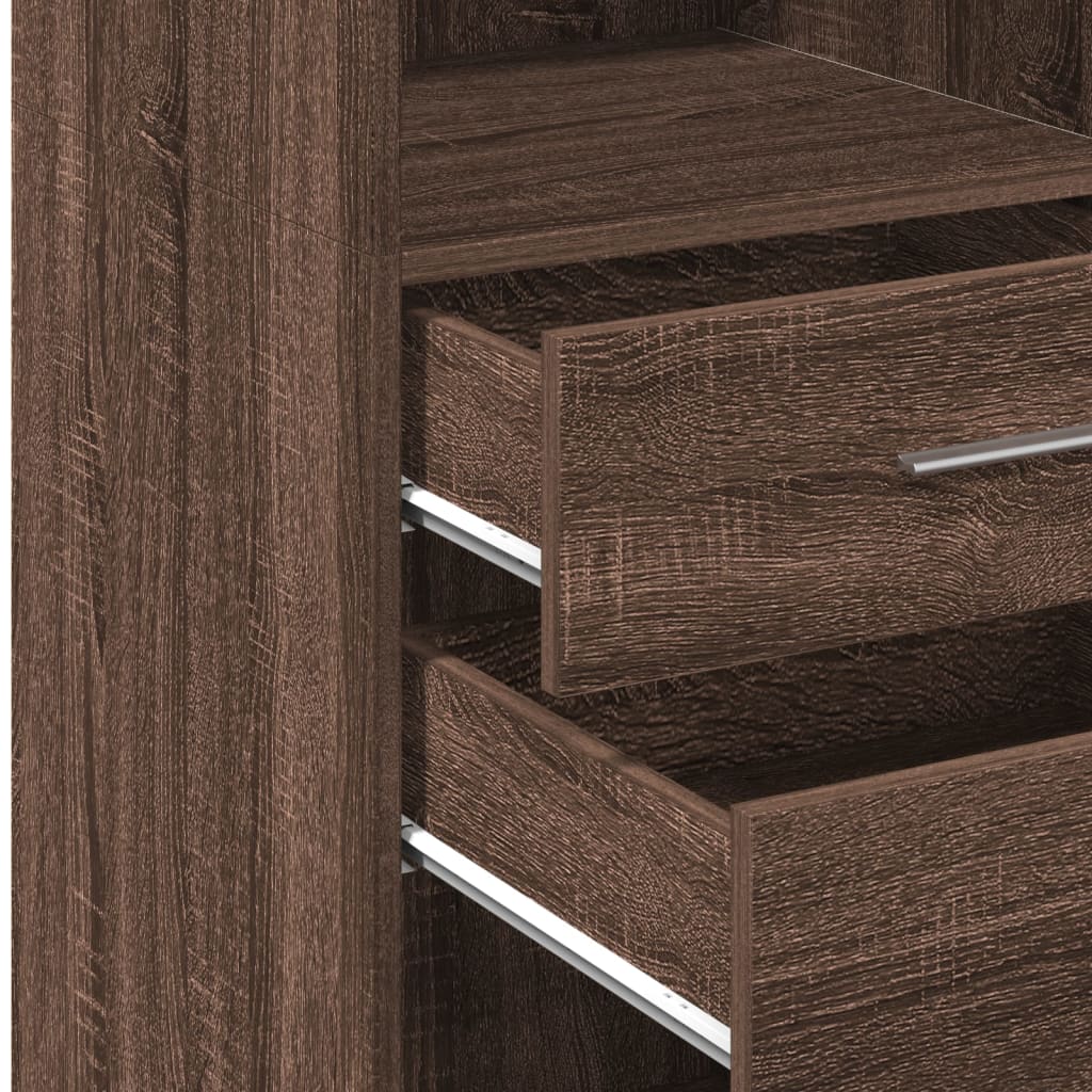 Buffet haut chêne marron 45x42,5x124 cm bois d'ingénierie - XIOS