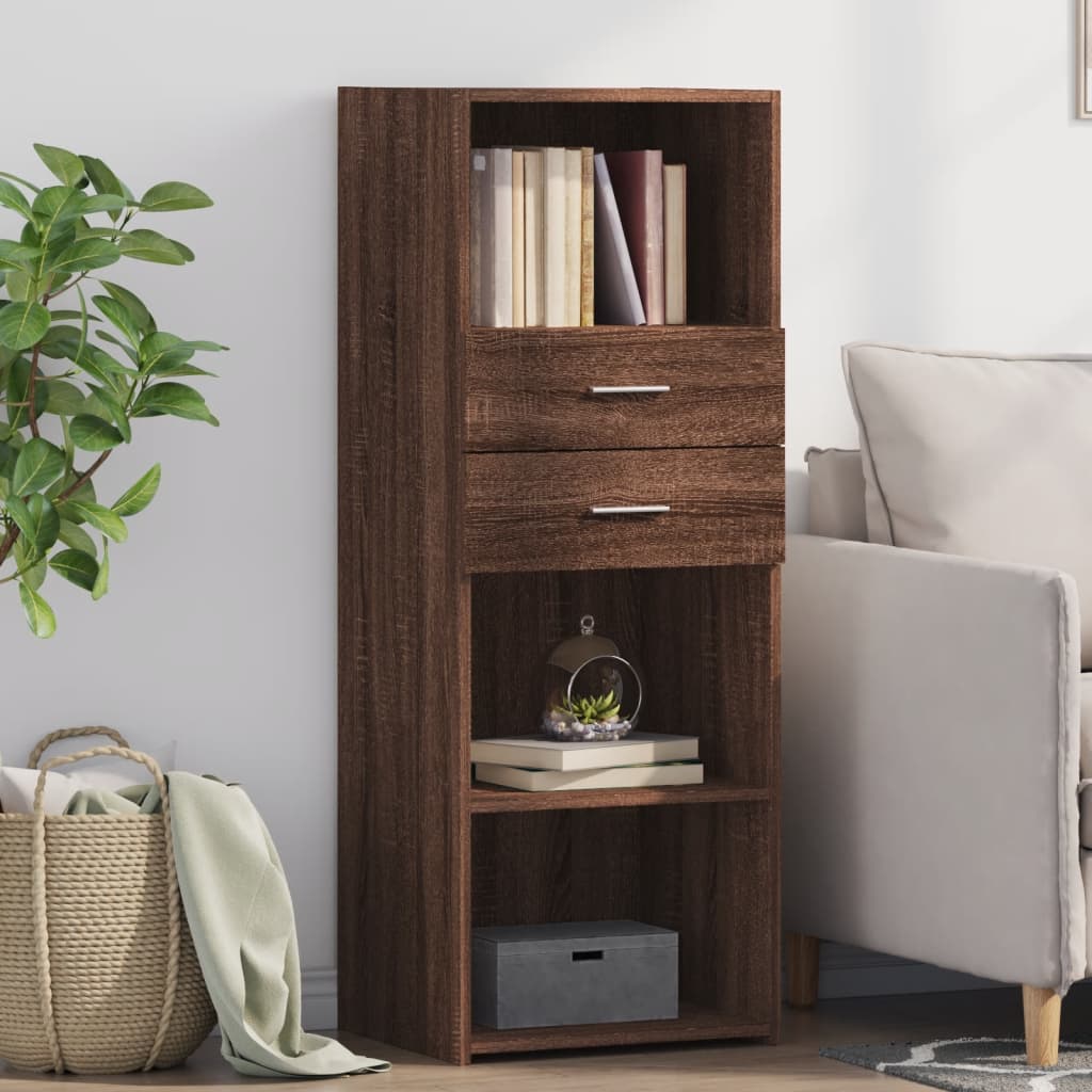 Buffet haut chêne marron 45x42,5x124 cm bois d'ingénierie - XIOS