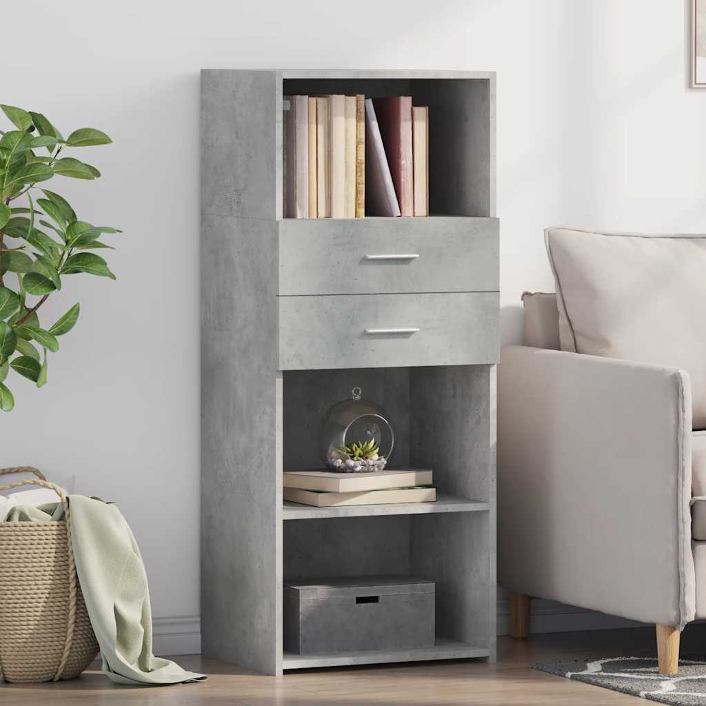 Buffet haut gris béton 50x42,5x124 cm bois d'ingénierie - XIOS