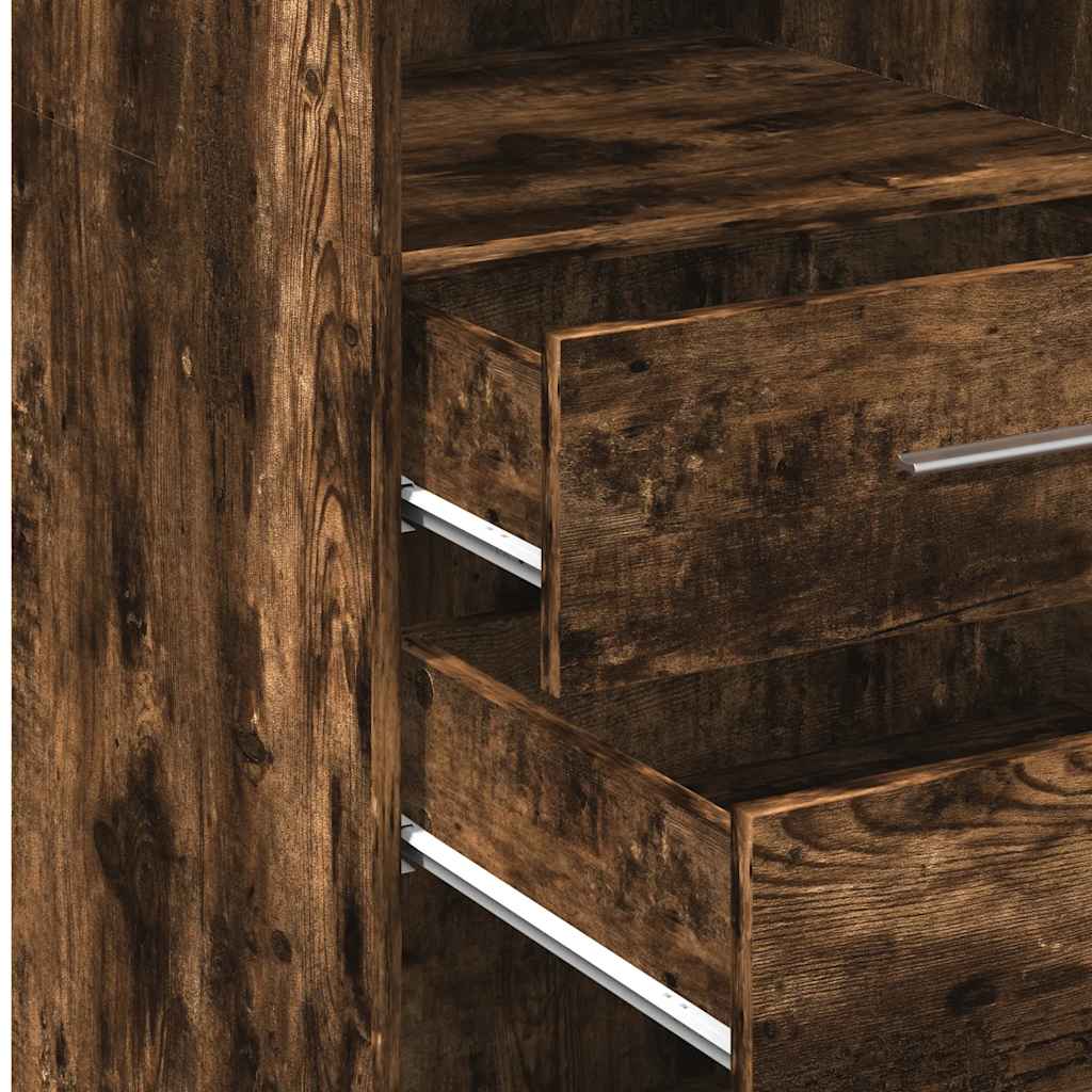 Buffet haut chêne fumé 50x42,5x124 cm bois d'ingénierie - XIOS