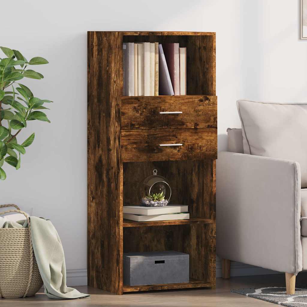 Buffet haut chêne fumé 50x42,5x124 cm bois d'ingénierie - XIOS