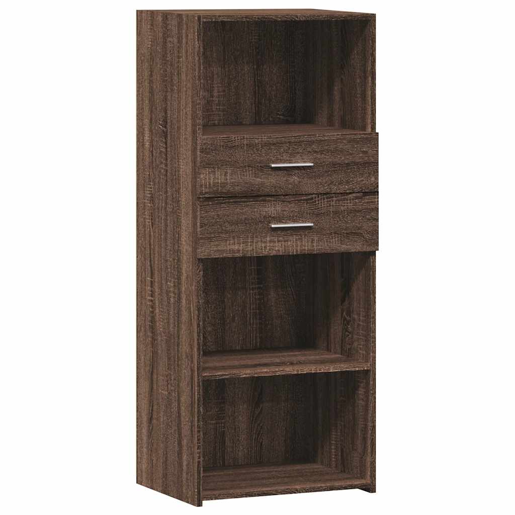 Buffet haut chêne marron 50x42,5x124 cm bois d'ingénierie - XIOS