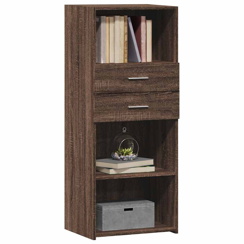 Buffet haut chêne marron 50x42,5x124 cm bois d'ingénierie - XIOS