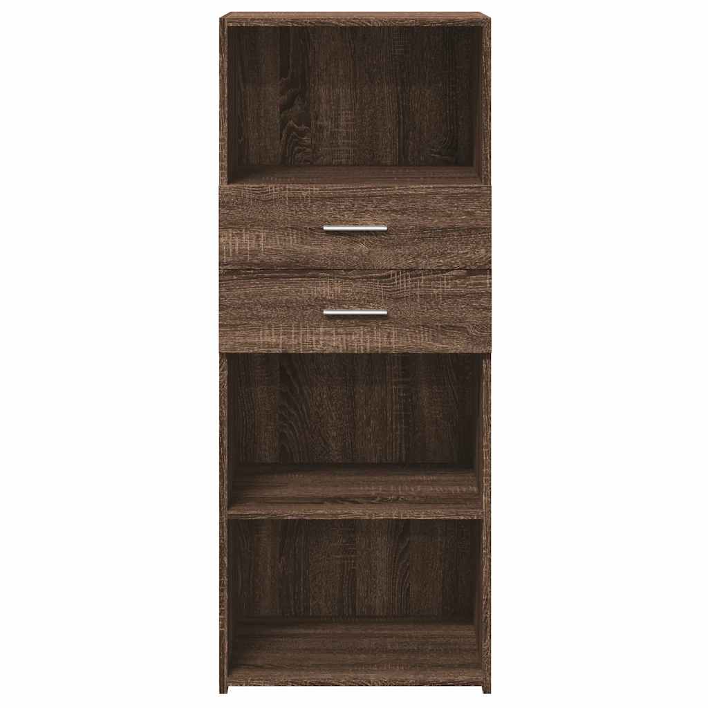 Buffet haut chêne marron 50x42,5x124 cm bois d'ingénierie - XIOS