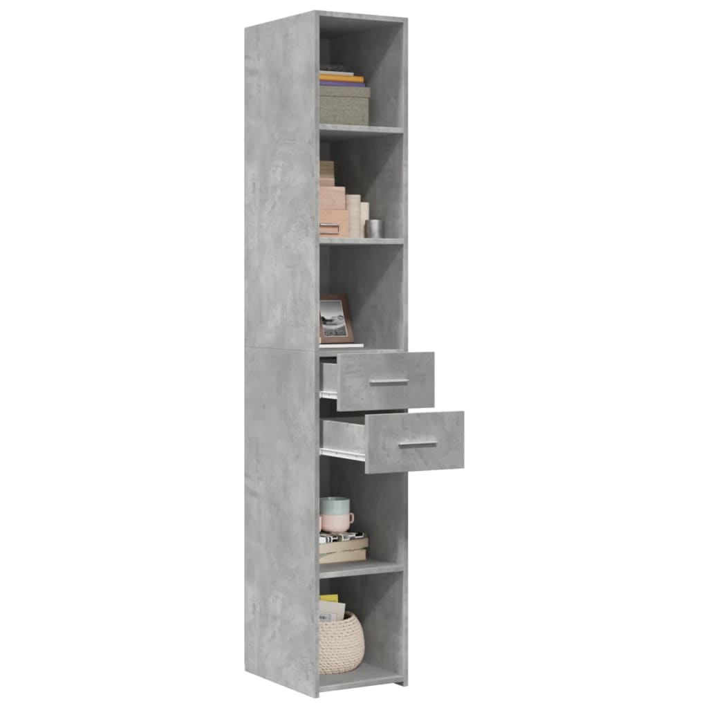 Buffet haut gris béton 30x42,5x185 cm bois d'ingénierie - XIOS