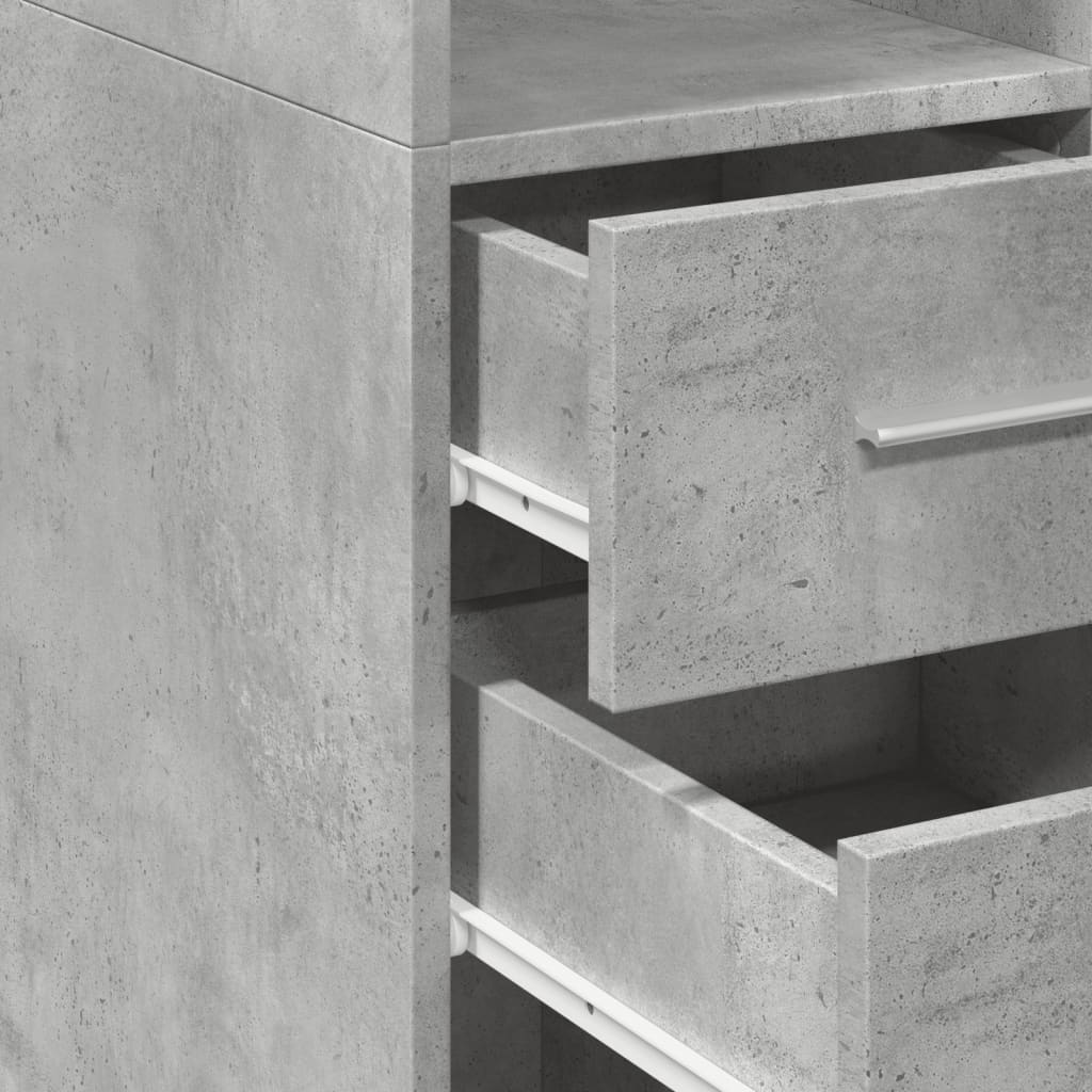 Buffet haut gris béton 30x42,5x185 cm bois d'ingénierie - XIOS