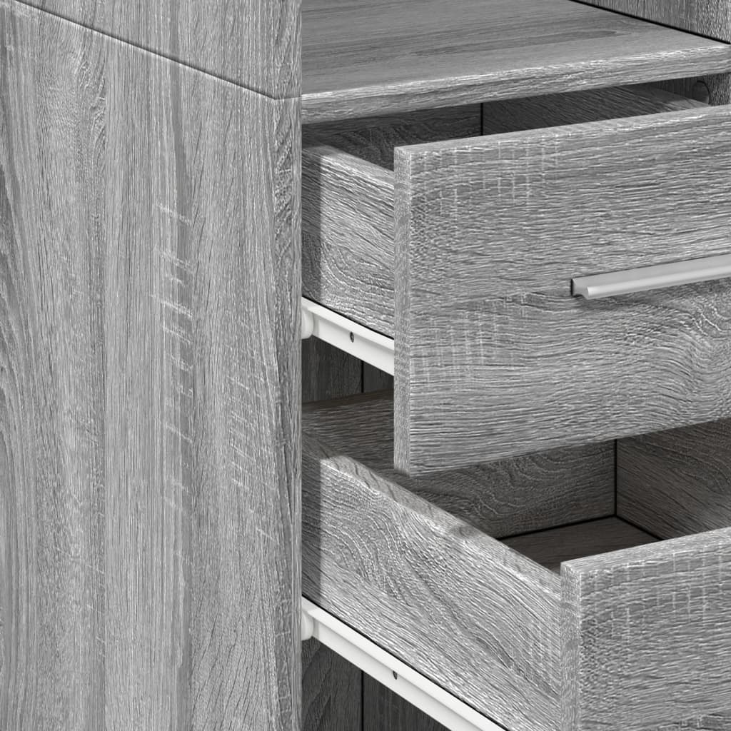 Buffet haut sonoma gris 30x42,5x185 cm bois d'ingénierie - XIOS