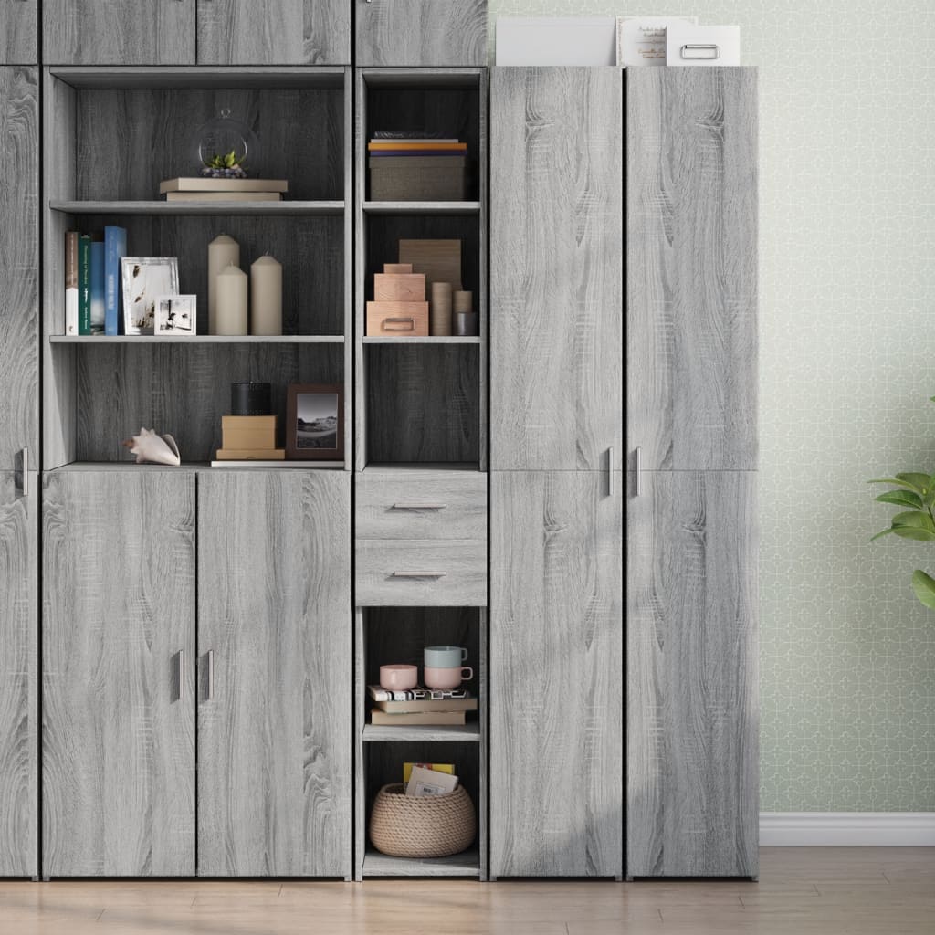 Buffet haut sonoma gris 30x42,5x185 cm bois d'ingénierie - XIOS