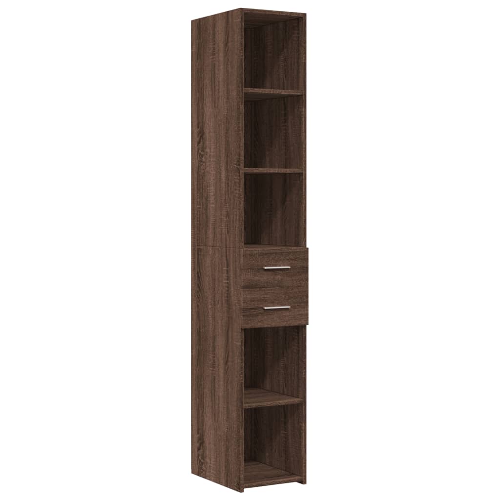 Buffet haut chêne marron 30x42,5x185 cm bois d'ingénierie - XIOS