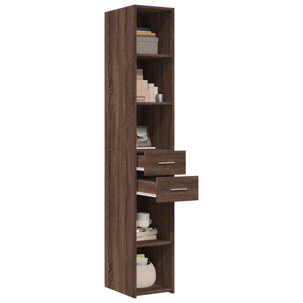 Buffet haut chêne marron 30x42,5x185 cm bois d'ingénierie - XIOS