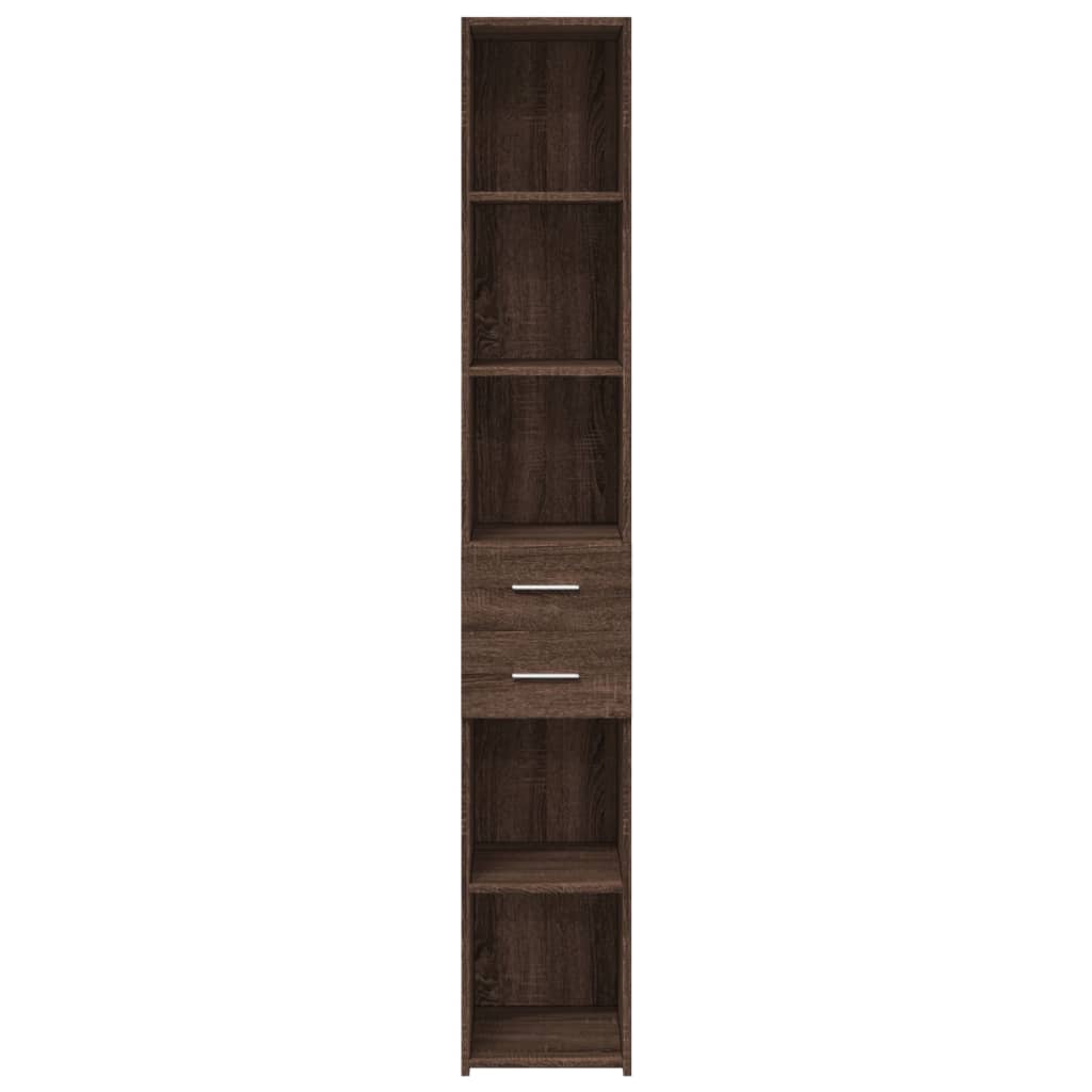 Buffet haut chêne marron 30x42,5x185 cm bois d'ingénierie - XIOS