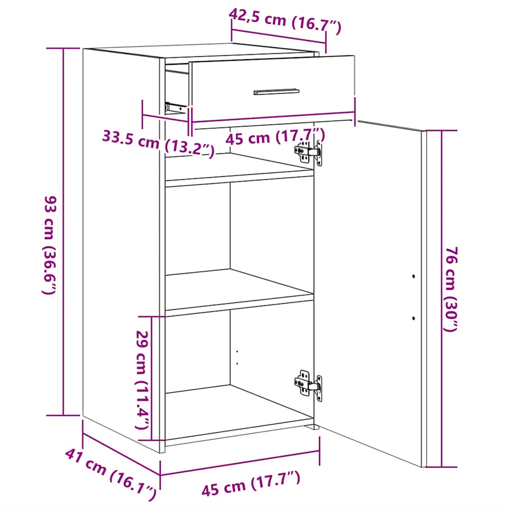 Buffet chêne sonoma 45x42,5x93 cm bois d'ingénierie - XIOS