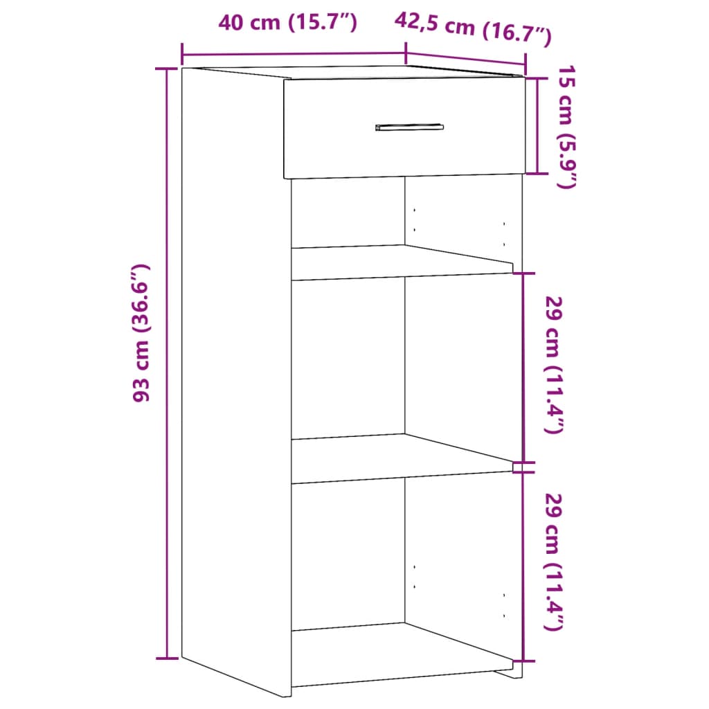 Buffet chêne sonoma 40x42,5x93 cm bois d'ingénierie - XIOS