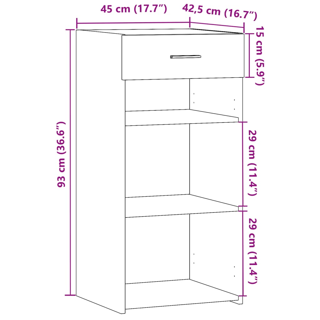 Buffet sonoma gris 45x42,5x93 cm bois d'ingénierie - XIOS