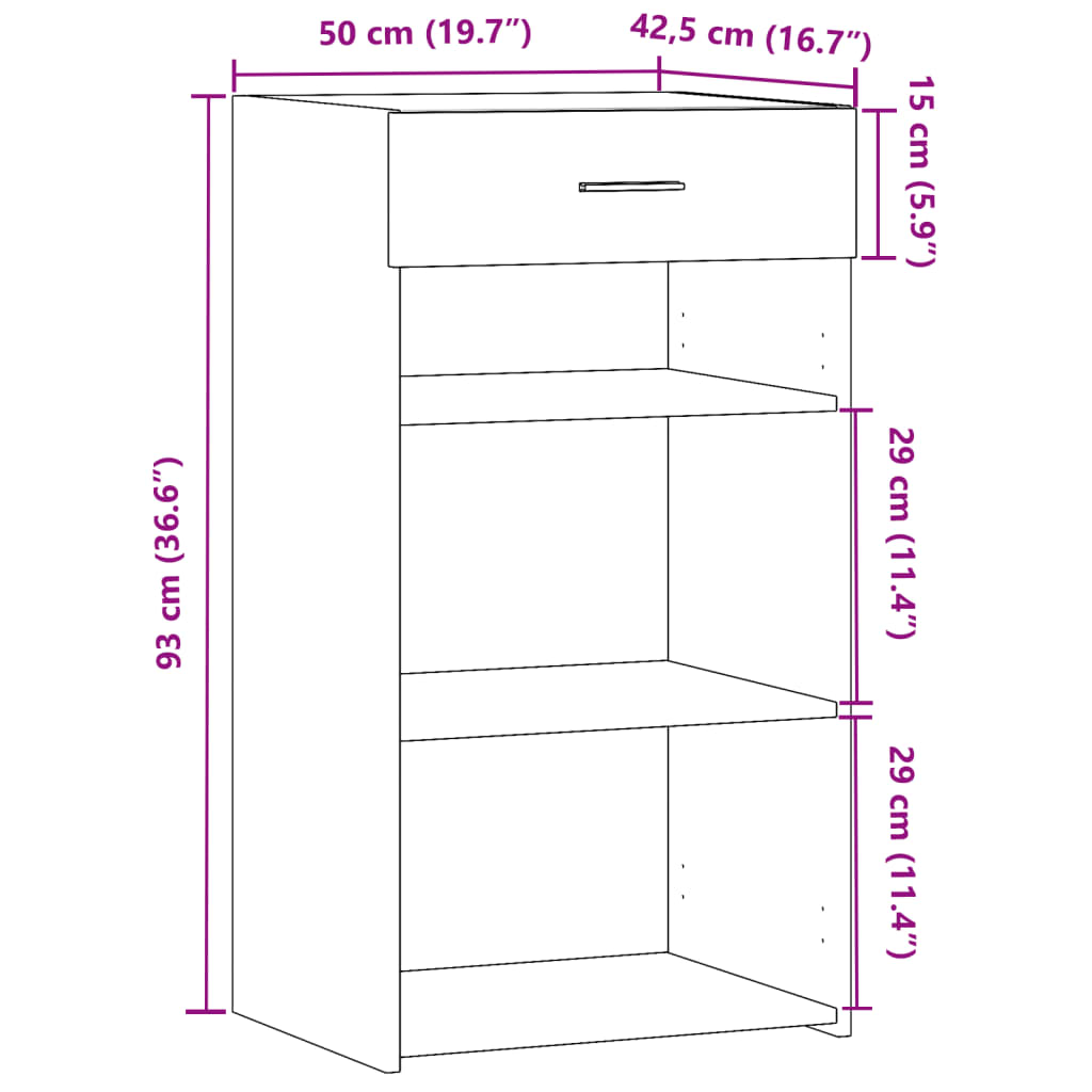 Buffet chêne fumé 50x42,5x93 cm bois d'ingénierie - XIOS