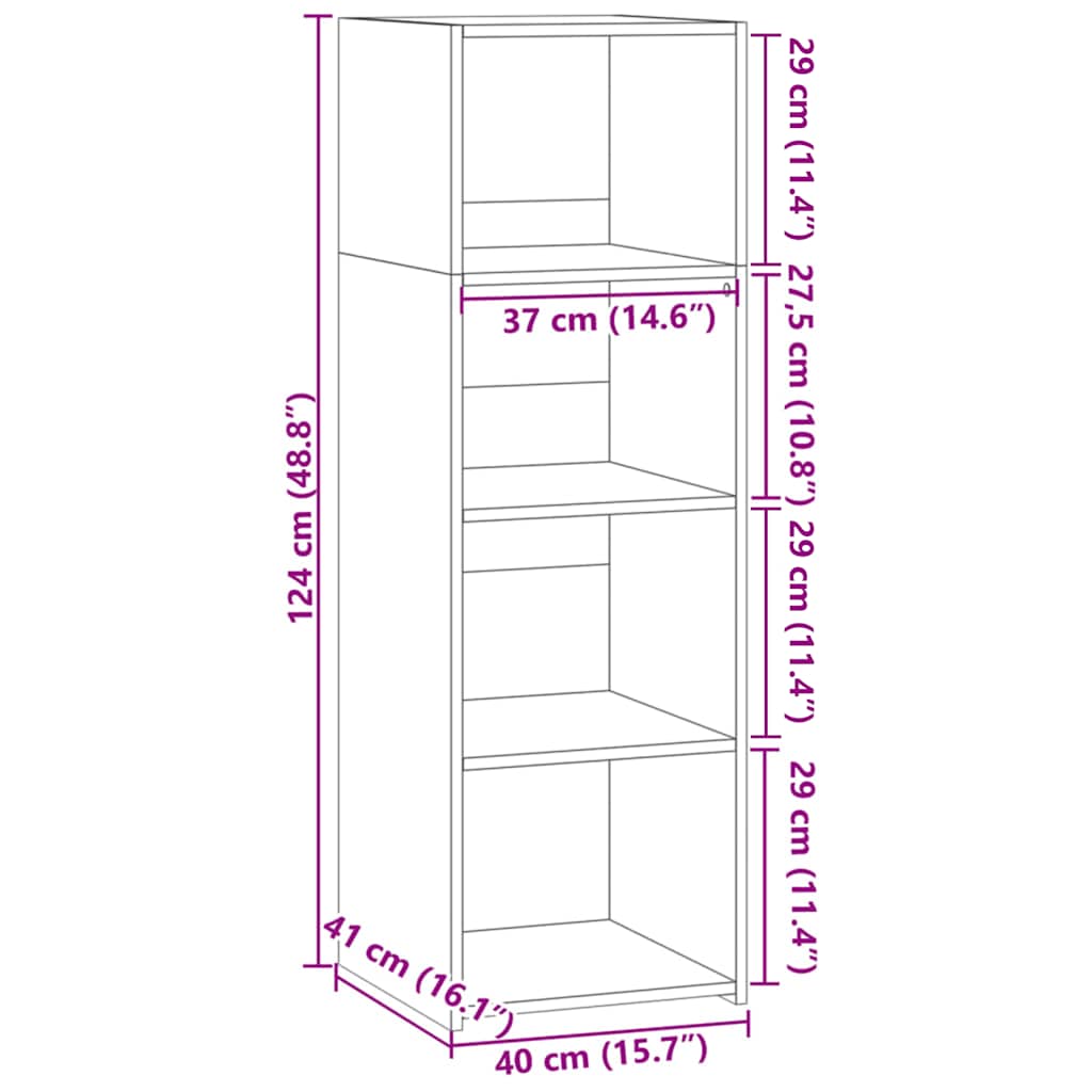 Buffet haut chêne marron 40x41x124 cm bois d'ingénierie - XIOS